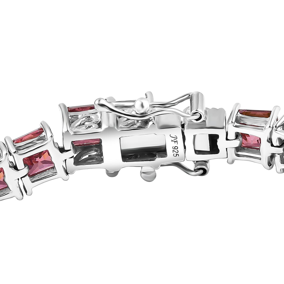 J Francis Embellished with Red Zirconia by Swarovski 41.10 ctw Bracelet in Rhodium Over Sterling Silver (6.50 In) image number 3