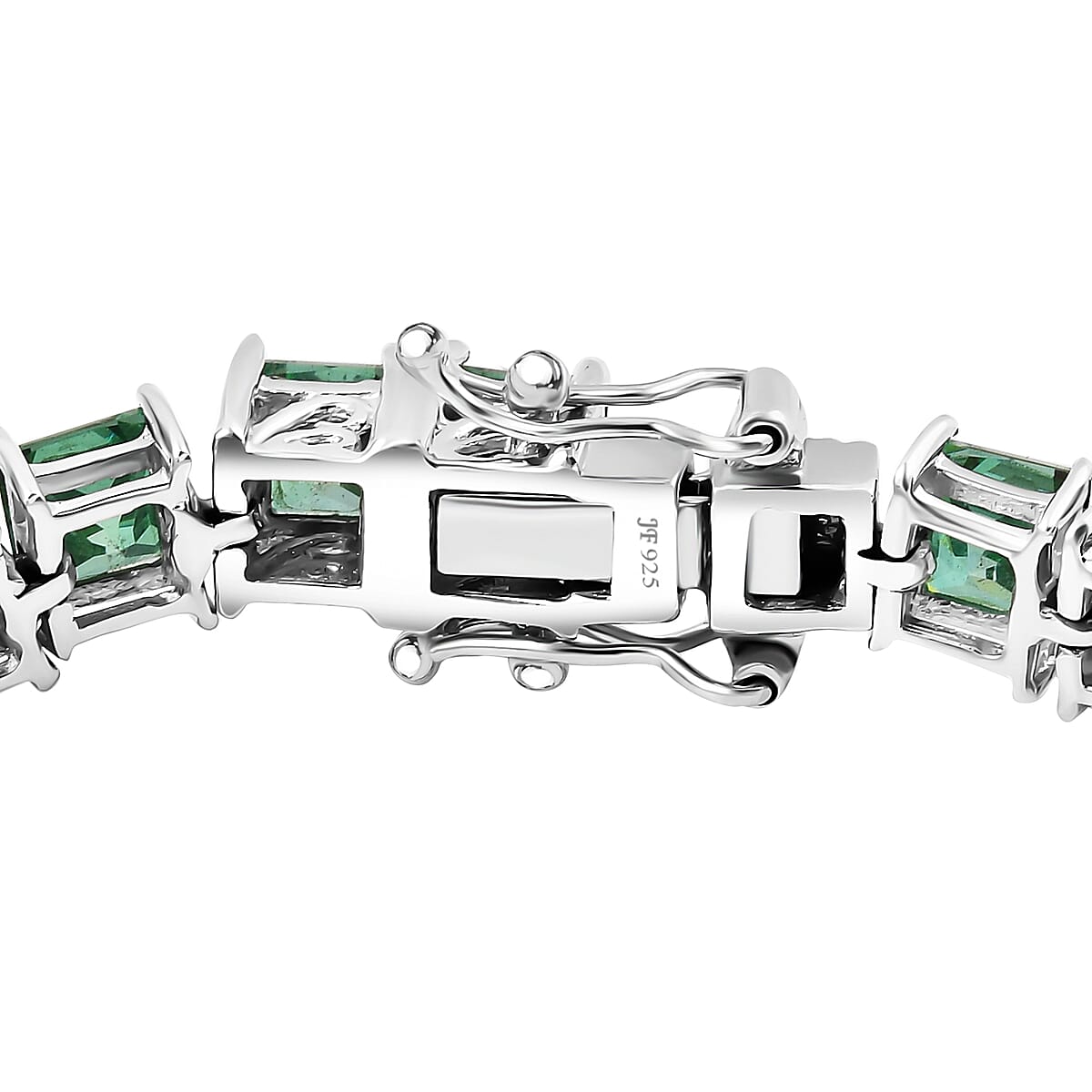 J Francis Embellished with Green Zirconia by Swarovski 40.50 ctw Iconic Tennis Bracelet in Rhodium Over Sterling Silver (6.50 In) image number 3