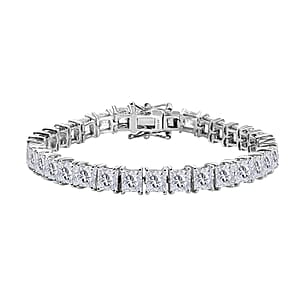 J Francis Embellished with Zirconia by Swarovski 43.40 ctw Iconic Tennis Bracelet in Rhodium Over Sterling Silver (7.25 In)