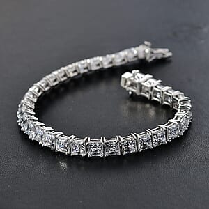 J Francis Embellished with Zirconia by Swarovski 43.40 ctw Iconic Tennis Bracelet in Rhodium Over Sterling Silver (7.25 In)