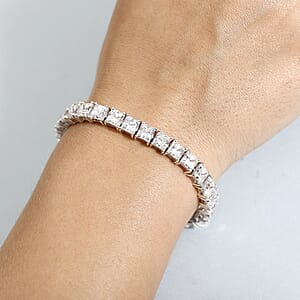 J Francis Embellished with Zirconia by Swarovski 43.40 ctw Iconic Tennis Bracelet in Rhodium Over Sterling Silver (7.25 In)