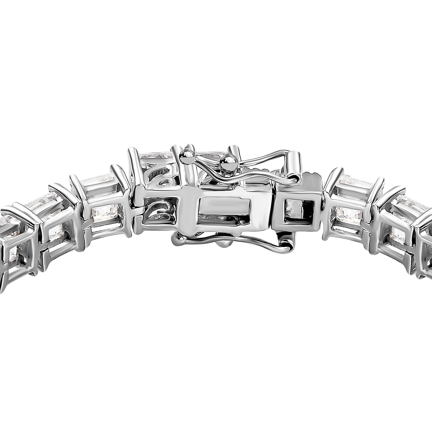 J Francis Embellished with Zirconia by Swarovski 43.40 ctw Iconic Tennis Bracelet in Rhodium Over Sterling Silver (7.25 In)