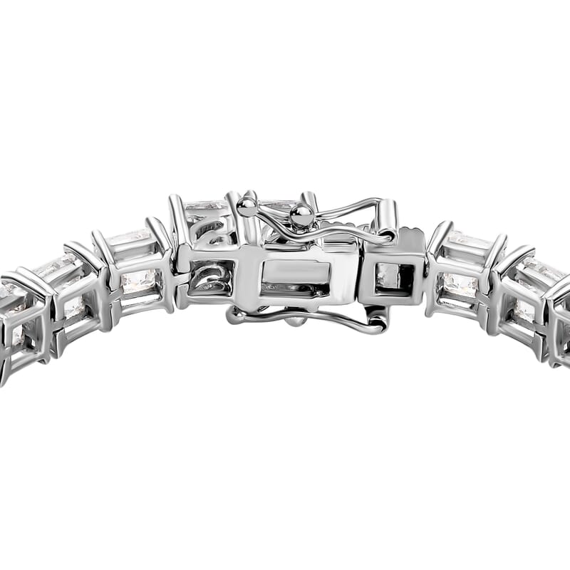 J Francis Embellished with Zirconia by Swarovski 43.40 ctw Iconic Tennis Bracelet in Rhodium Over Sterling Silver (7.25 In)