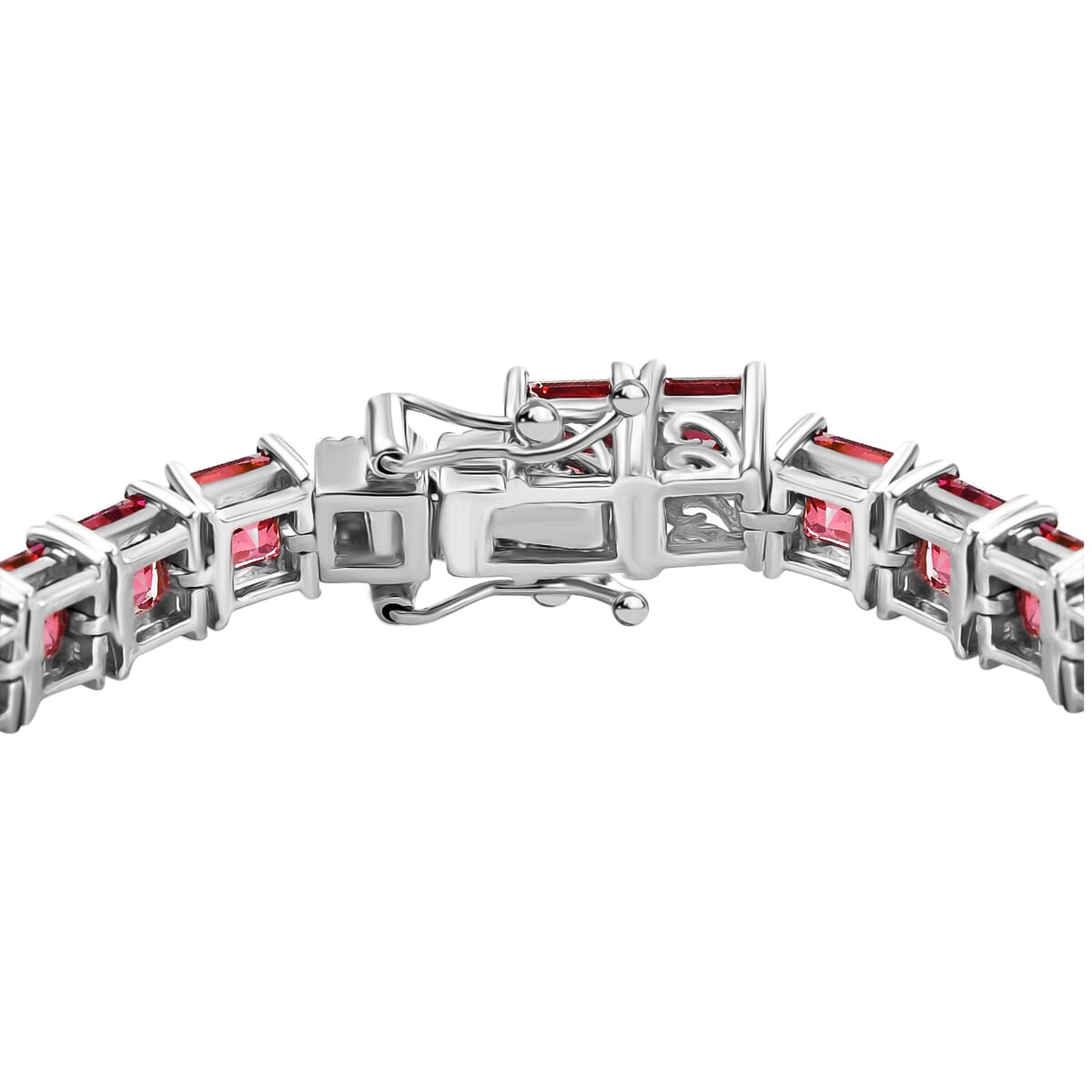 J Francis Embellished with Dark Red Zirconia by Swarovski 44.40 ctw Bracelet in Rhodium Over Sterling Silver (7.25 In) image number 3
