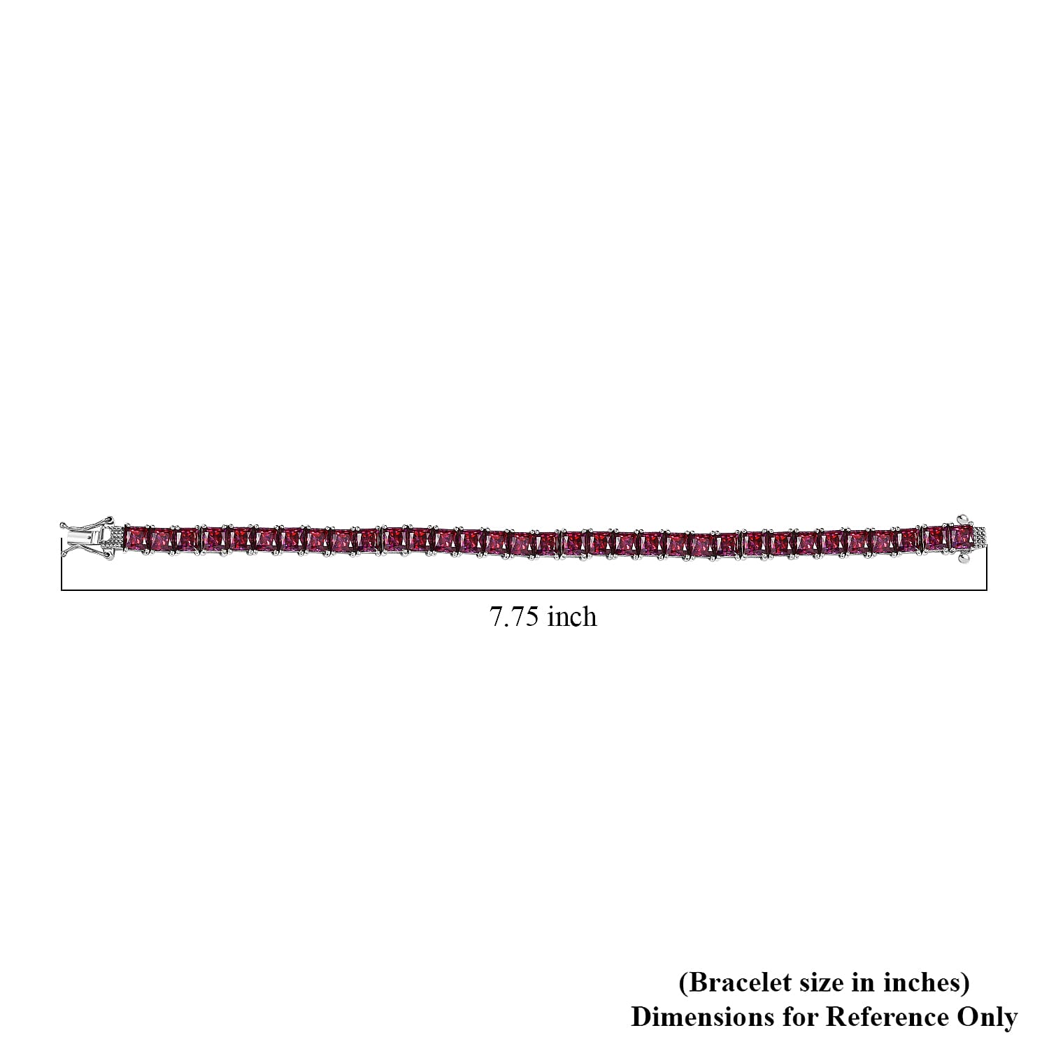J Francis Embellished with Dark Red Zirconia by Swarovski 44.40 ctw Iconic Tennis Bracelet in Rhodium Over Sterling Silver (7.25 In)