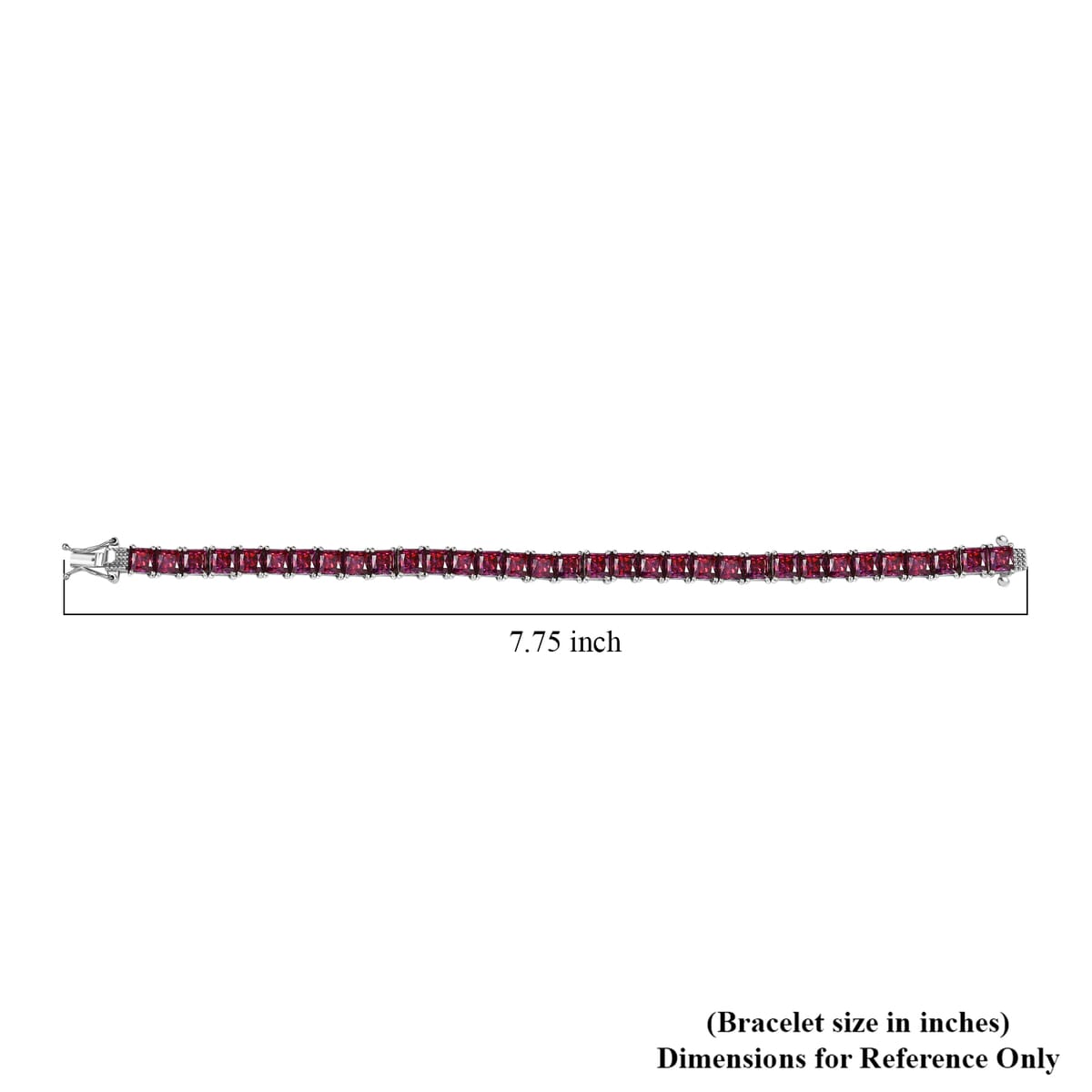 J Francis Embellished with Dark Red Zirconia by Swarovski 44.40 ctw Bracelet in Rhodium Over Sterling Silver (7.25 In) image number 4