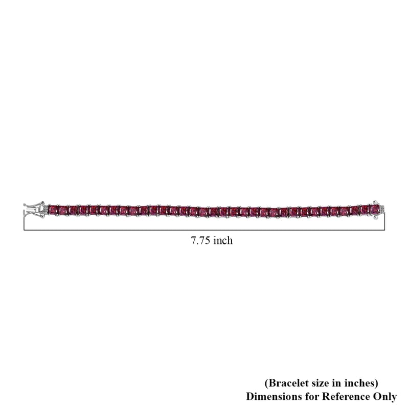 J Francis Embellished with Dark Red Zirconia by Swarovski 44.40 ctw Iconic Tennis Bracelet in Rhodium Over Sterling Silver (7.25 In)