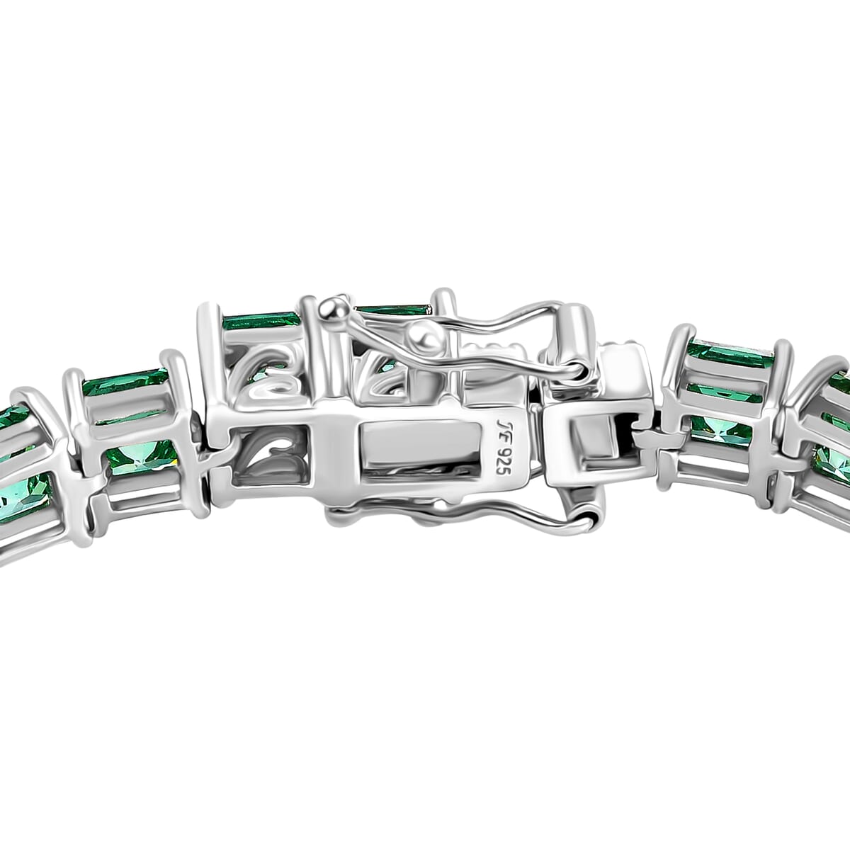 J Francis Embellished with Green Zirconia by Swarovski 44.50 ctw Bracelet in Rhodium Over Sterling Silver (7.25 In) image number 3