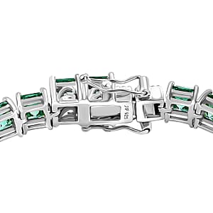 J Francis Embellished with Green Zirconia by Swarovski 44.50 ctw Iconic Tennis Bracelet in Rhodium Over Sterling Silver (7.25 In)