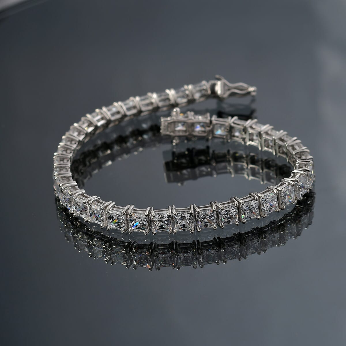 J Francis Embellished with Zirconia by Swarovski 48.50 ctw Bracelet in Rhodium Over Sterling Silver (8.00 In) image number 1