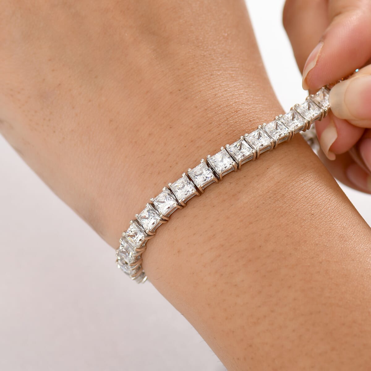 J Francis Embellished with Zirconia by Swarovski 48.50 ctw Bracelet in Rhodium Over Sterling Silver (8.00 In) image number 2