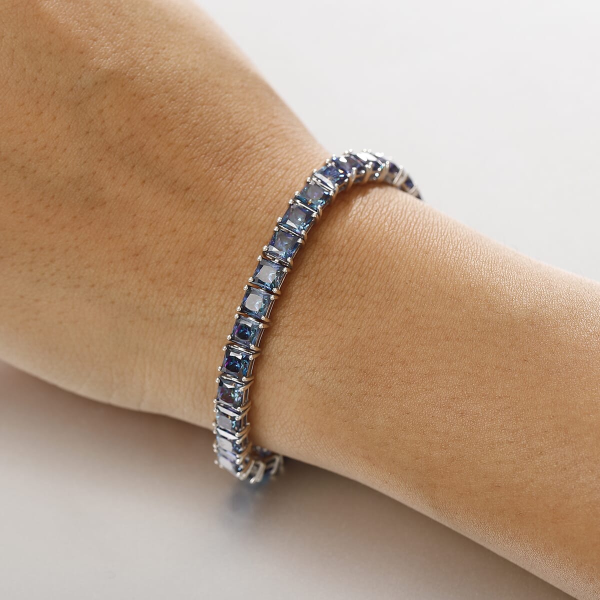 J Francis Embellished with Red Dark Zirconia by Swarovski 49.80 ctw Bracelet in Rhodium Over Sterling Silver (8.00 In) image number 2
