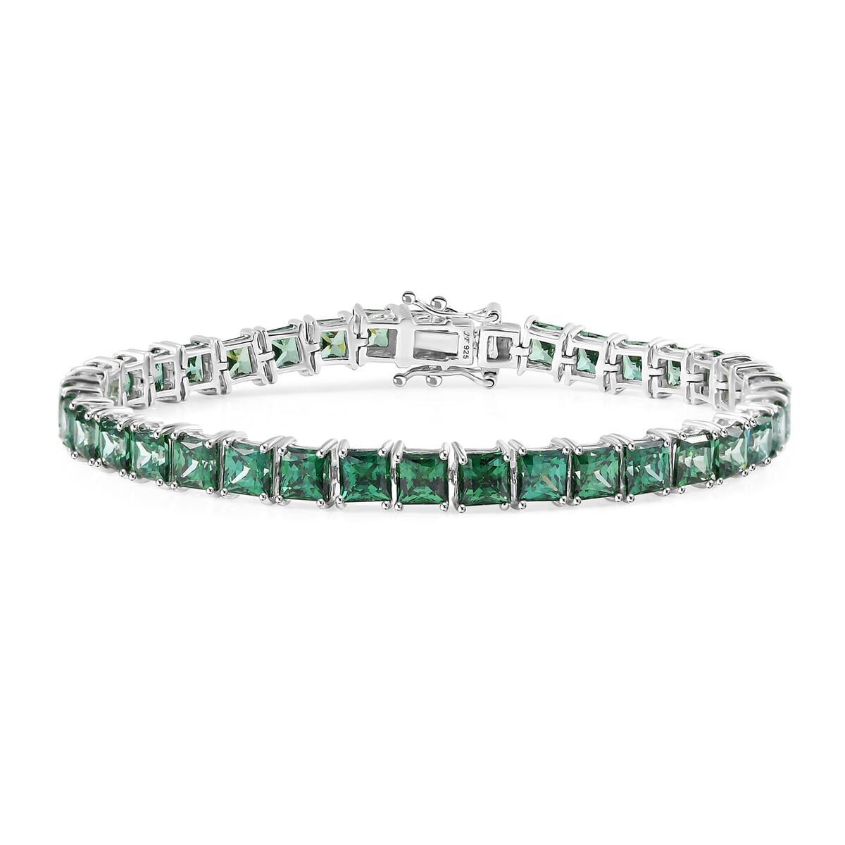 J Francis Embellished with Green Zirconia by Swarovski 50.40 ctw Bracelet in Rhodium Over Sterling Silver (8.00 In) image number 0