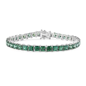 TLV J Francis Embellished with Green Zirconia by Swarovski Bracelet in Rhodium Over Sterling Silver (8.00 In) 50.40 ctw