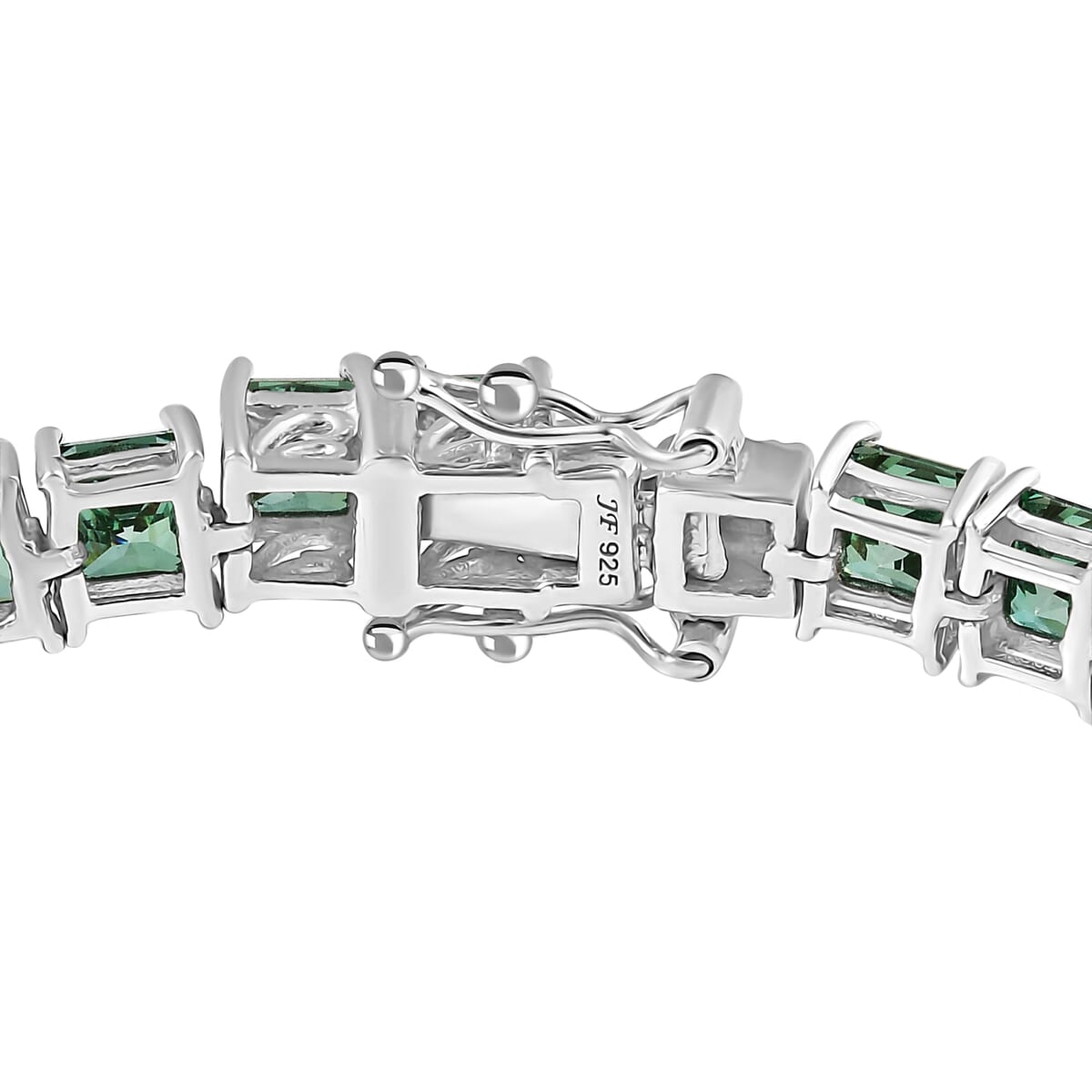 J Francis Embellished with Green Zirconia by Swarovski 50.40 ctw Bracelet in Rhodium Over Sterling Silver (8.00 In) image number 3