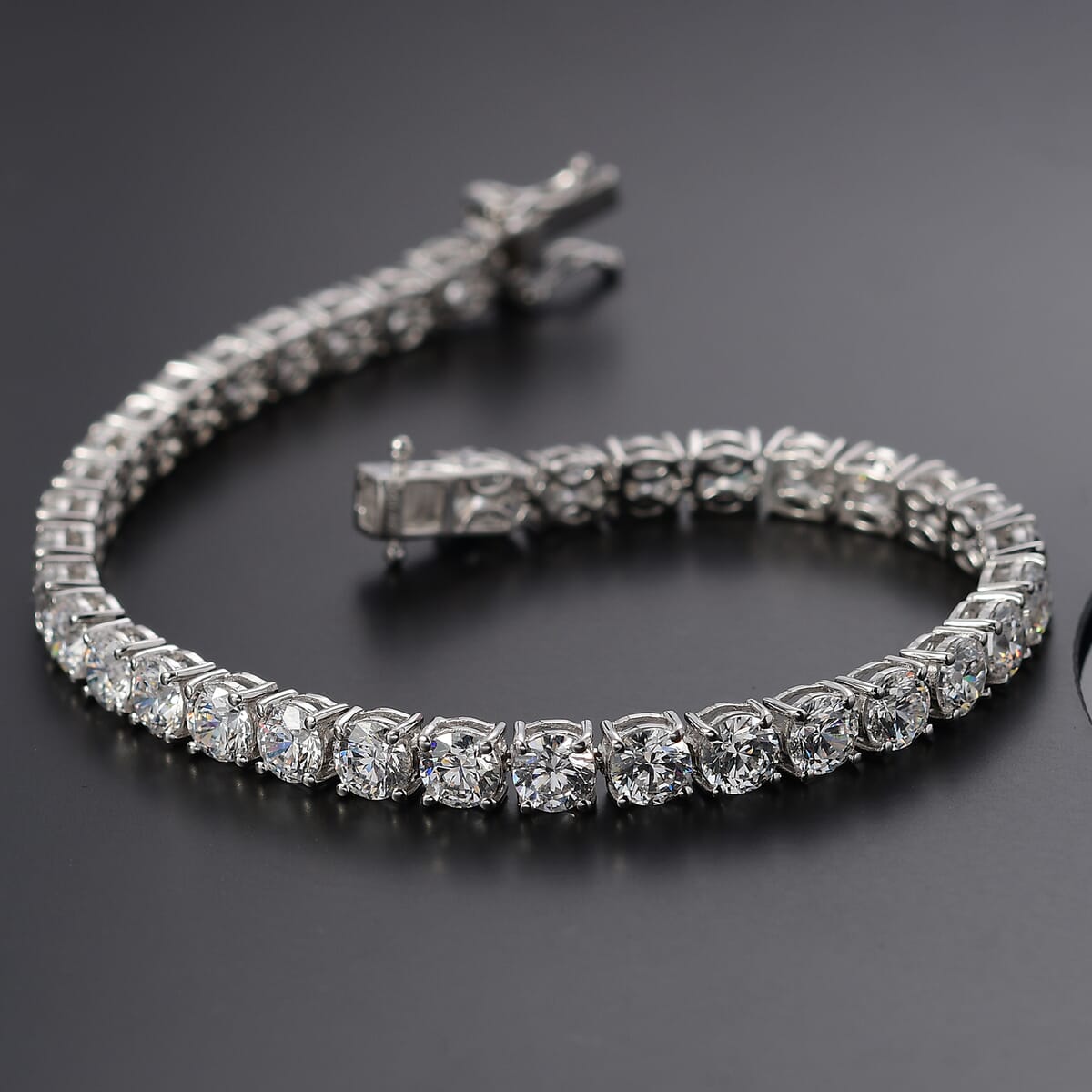 J Francis Embellished with Zirconia by Swarovski 25.15 ctw Bracelet in Rhodium Over Sterling Silver (6.50 In) image number 1