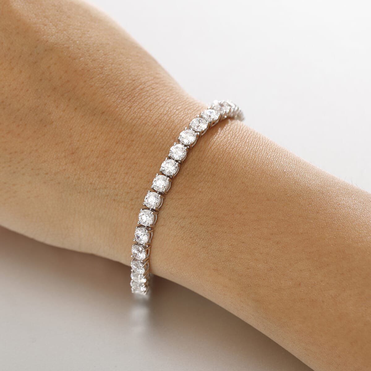 J Francis Embellished with Zirconia by Swarovski 25.15 ctw Bracelet in Rhodium Over Sterling Silver (6.50 In) image number 2