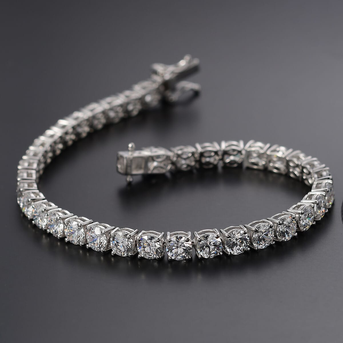 J Francis Embellished with Zirconia by Swarovski 31.25 ctw Bracelet in Rhodium Over Sterling Silver (8.00 In) image number 1