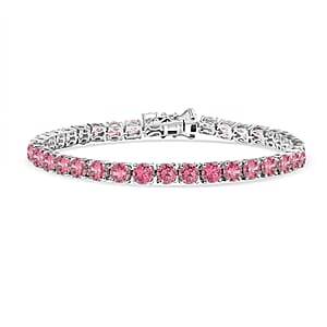 11th Jun TLV J Francis Embellished with Pink Zirconia by Swarovski Bracelet in Rhodium Over Sterling Silver (6.50 In) 24.90 ctw