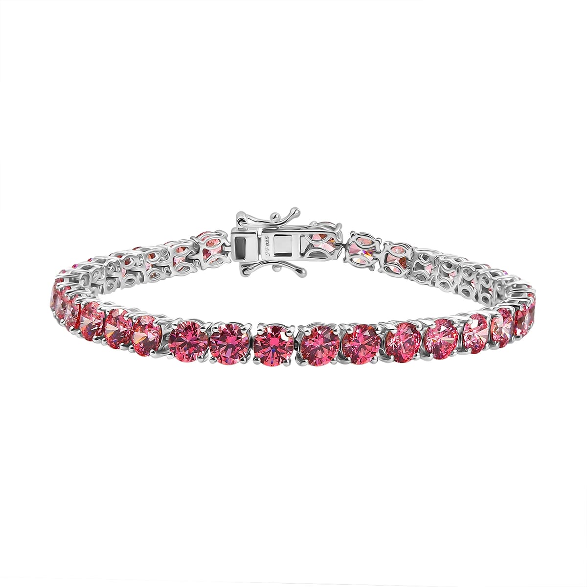 J Francis Embellished with Pink Zirconia by Swarovski 29.15 ctw Celestial Radiance Bracelet in Rhodium Over Sterling Silver (7.25 In) image number 0