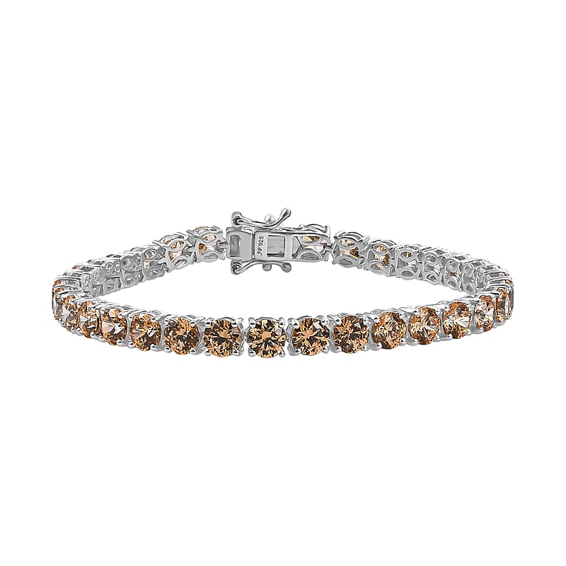 J Francis Embellished with Fancy Yellow Zirconia by Swarovski Bracelet in Rhodium Over Sterling Silver (7.25 In) 28.75 ctw