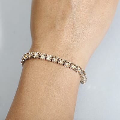 J Francis Embellished with Fancy Yellow Zirconia by Swarovski Bracelet in Rhodium Over Sterling Silver (7.25 In) 28.75 ctw