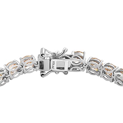 J Francis Embellished with Fancy Yellow Zirconia by Swarovski Bracelet in Rhodium Over Sterling Silver (7.25 In) 28.75 ctw