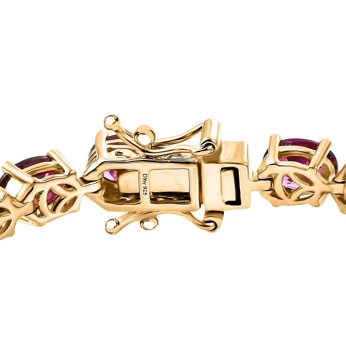 Raspberry Rhodolite Garnet 20.85 ctw Bracelet in 18K Vermeil Yellow Gold Over Sterling Silver (7.25 In) image number 3