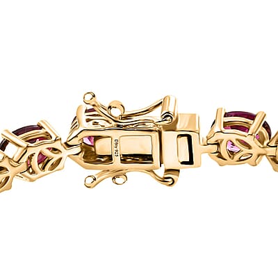 Raspberry Rhodolite Garnet 20.85 ctw Bracelet in 18K Vermeil Yellow Gold Over Sterling Silver (7.25 In)