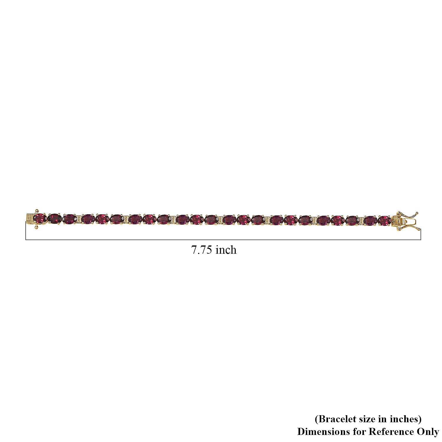 Raspberry Rhodolite Garnet 20.85 ctw Bracelet in 18K Vermeil Yellow Gold Over Sterling Silver (7.25 In)