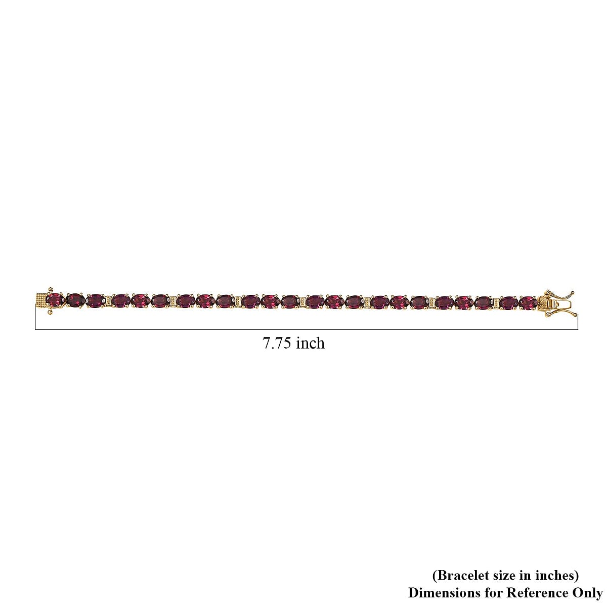 Raspberry Rhodolite Garnet 20.85 ctw Bracelet in 18K Vermeil Yellow Gold Over Sterling Silver (7.25 In) image number 4