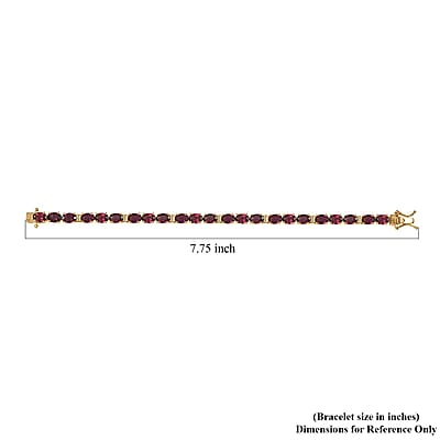 Raspberry Rhodolite Garnet 20.85 ctw Bracelet in 18K Vermeil Yellow Gold Over Sterling Silver (7.25 In)