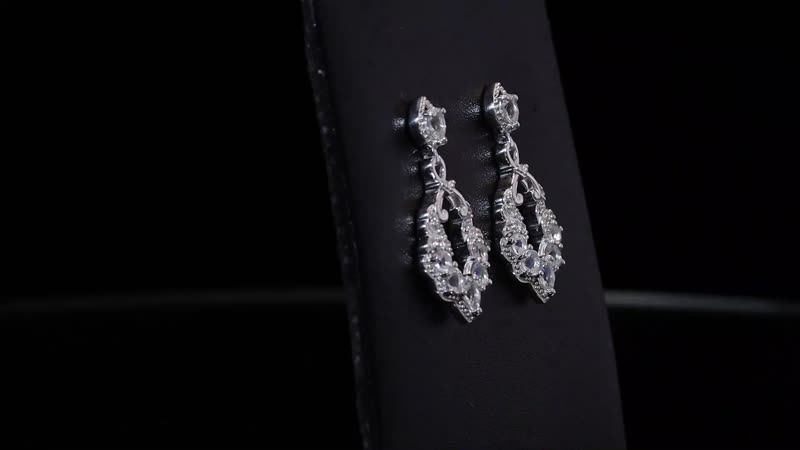 D'Joy Premium Malagasy Moonstone and White Zircon 1.70 ctw Dangle Earrings in Rhodium Over Sterling Silver