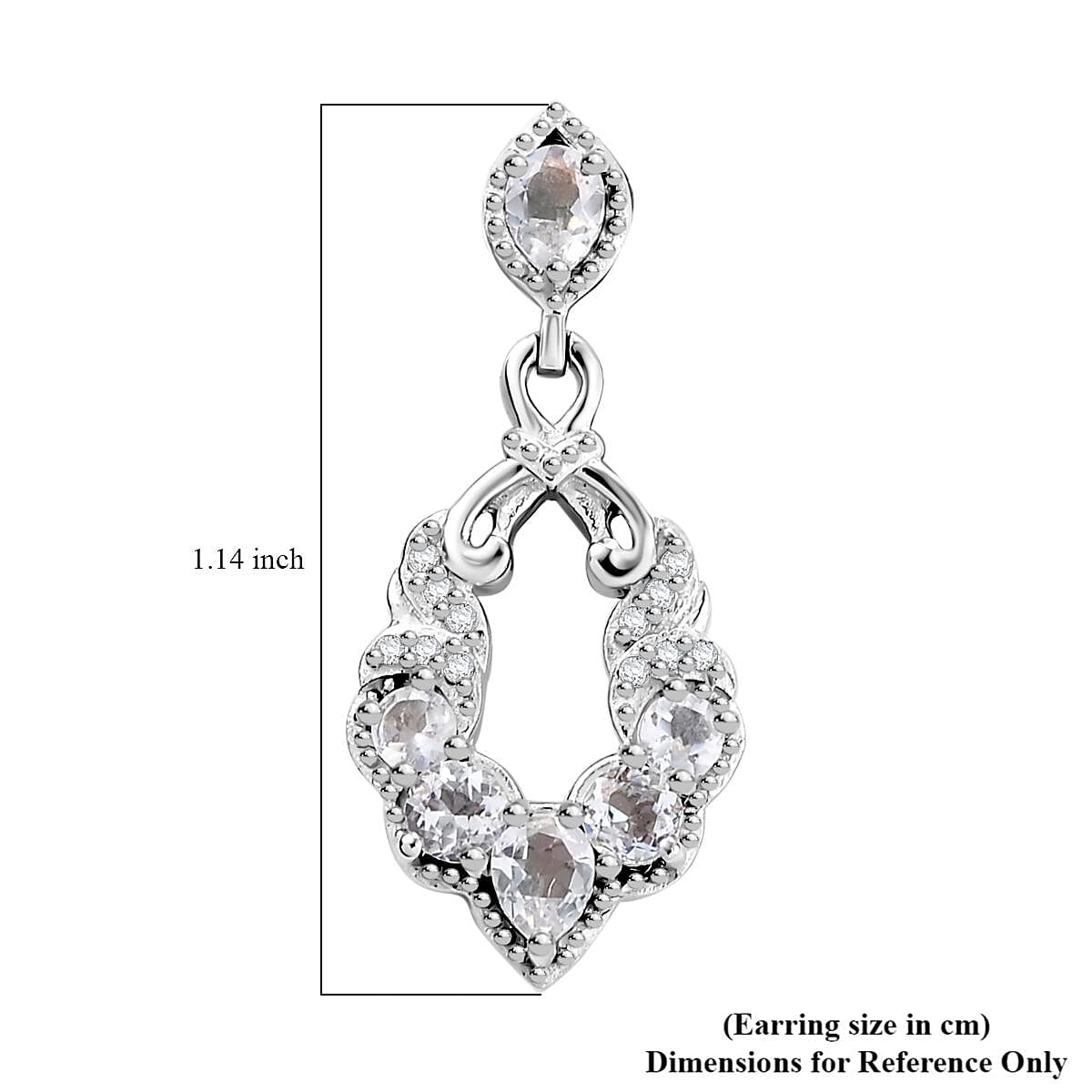 D'Joy Premium Malagasy Moonstone and White Zircon 1.70 ctw Dangle Earrings in Rhodium Over Sterling Silver