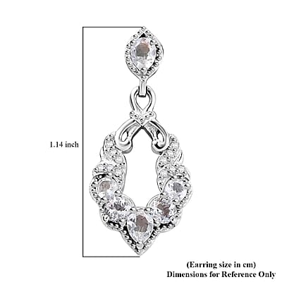 D'Joy Premium Malagasy Moonstone and White Zircon 1.70 ctw Dangle Earrings in Rhodium Over Sterling Silver