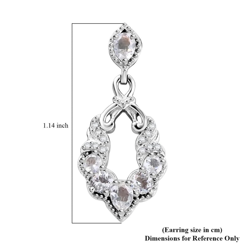 D'Joy Premium Malagasy Moonstone and White Zircon 1.70 ctw Dangle Earrings in Rhodium Over Sterling Silver