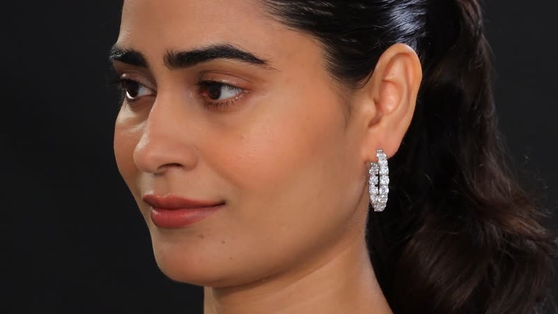 TLV J Francis Embellished with Zirconia by Swarovski Hoop Earrings in Rhodium Over Sterling Silver 25.00 ctw