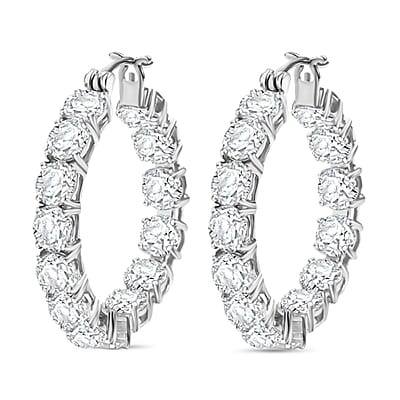 J Francis Embellished with Zirconia by Swarovski Hoop Earrings in Rhodium Over Sterling Silver 25.00 ctw