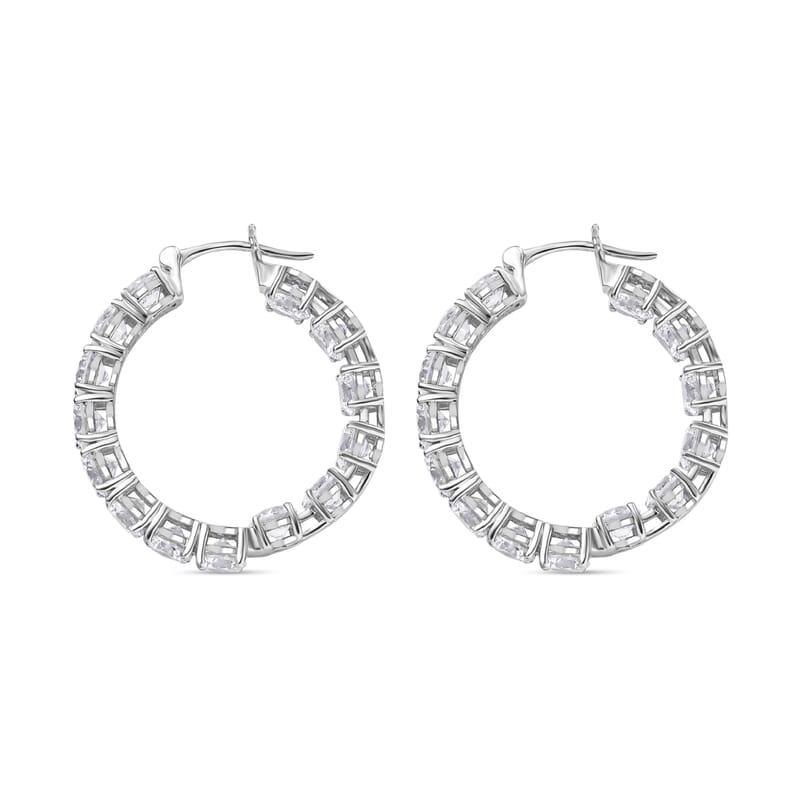J Francis Embellished with Zirconia by Swarovski Hoop Earrings in Rhodium Over Sterling Silver 25.00 ctw