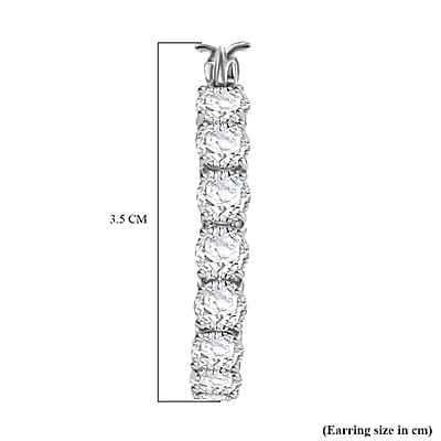 J Francis Embellished with Zirconia by Swarovski Hoop Earrings in Rhodium Over Sterling Silver 25.00 ctw