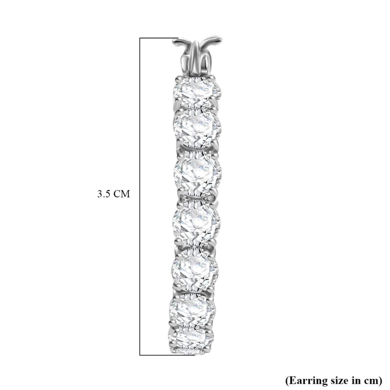 J Francis Embellished with Zirconia by Swarovski Hoop Earrings in Rhodium Over Sterling Silver 25.00 ctw