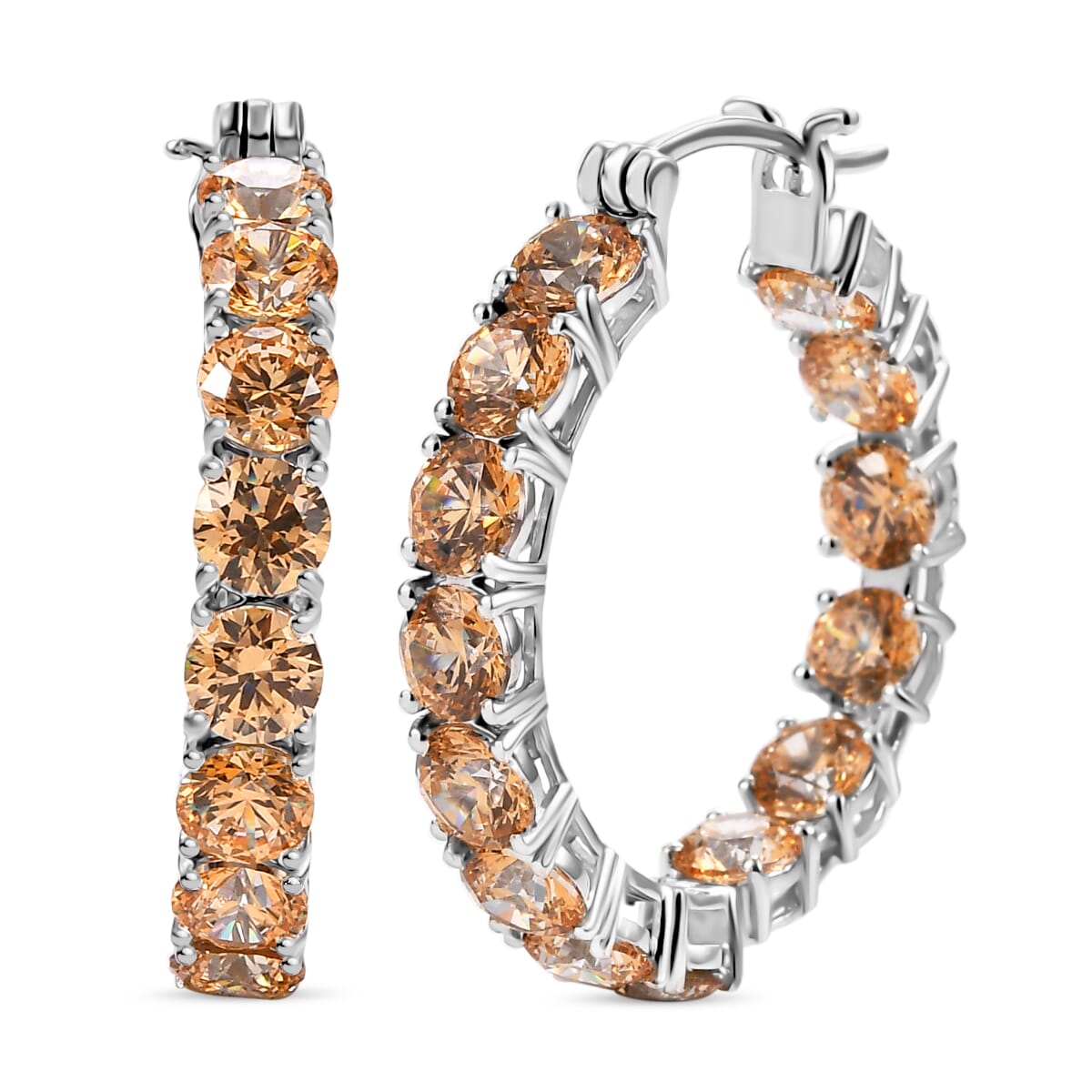 J Francis Embellished with Fancy Yellow Zirconia by Swarovski 24.40 ctw Celestial Radiance Earrings in Rhodium Over Sterling Silver image number 0