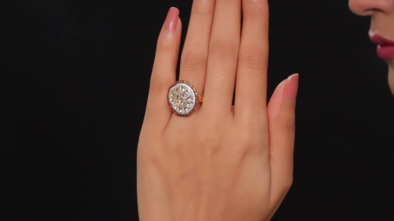 Premium Malagasy Moonstone, Brown and White Zircon 3.50 ctw Ring in 18K Vermeil Yellow Gold Over Sterling Silver (Size 10.0)