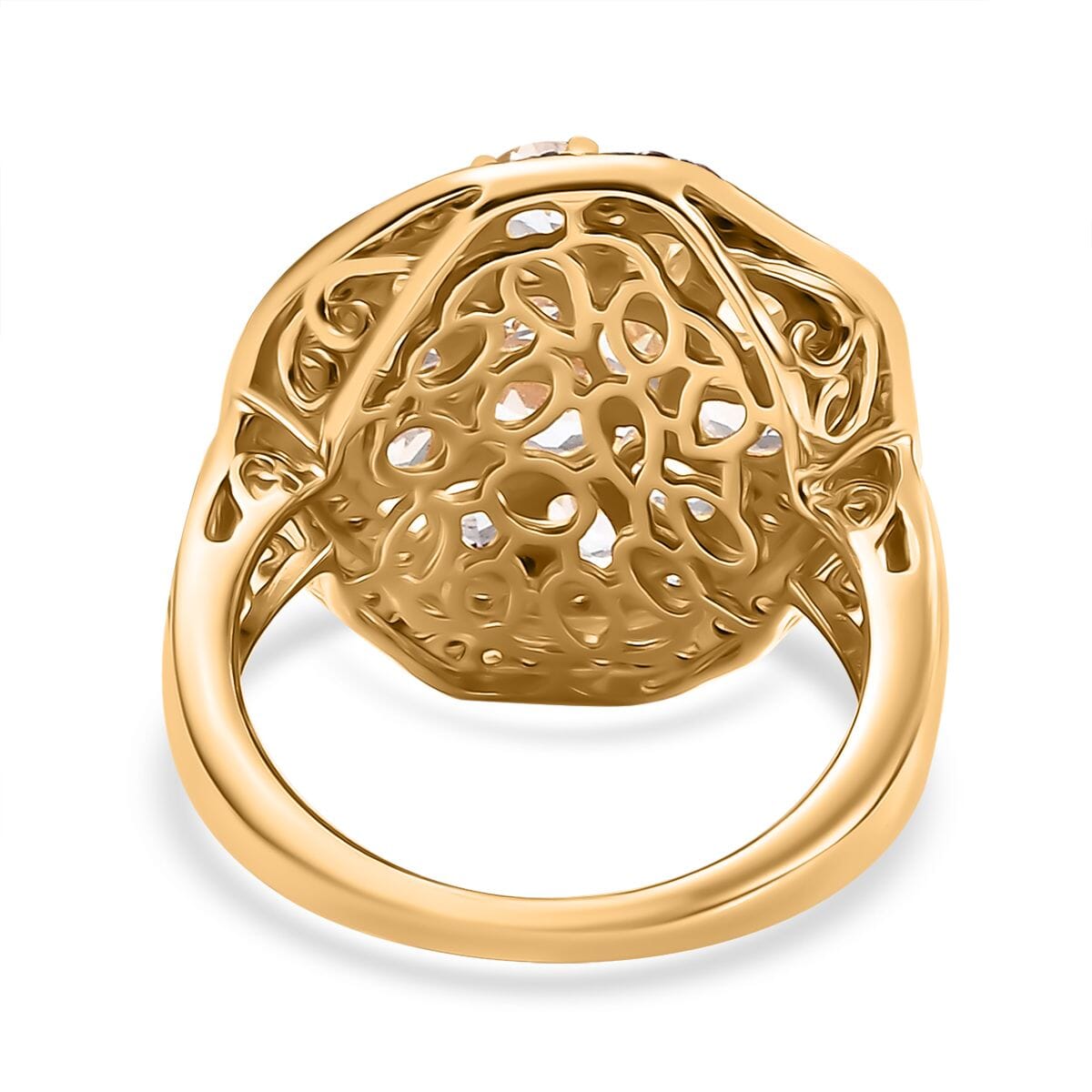 Premium Malagasy Moonstone, Brown and White Zircon 3.50 ctw Ring in 18K Vermeil Yellow Gold Over Sterling Silver (Size 6.0) (Del. in 8-10 Days) image number 4