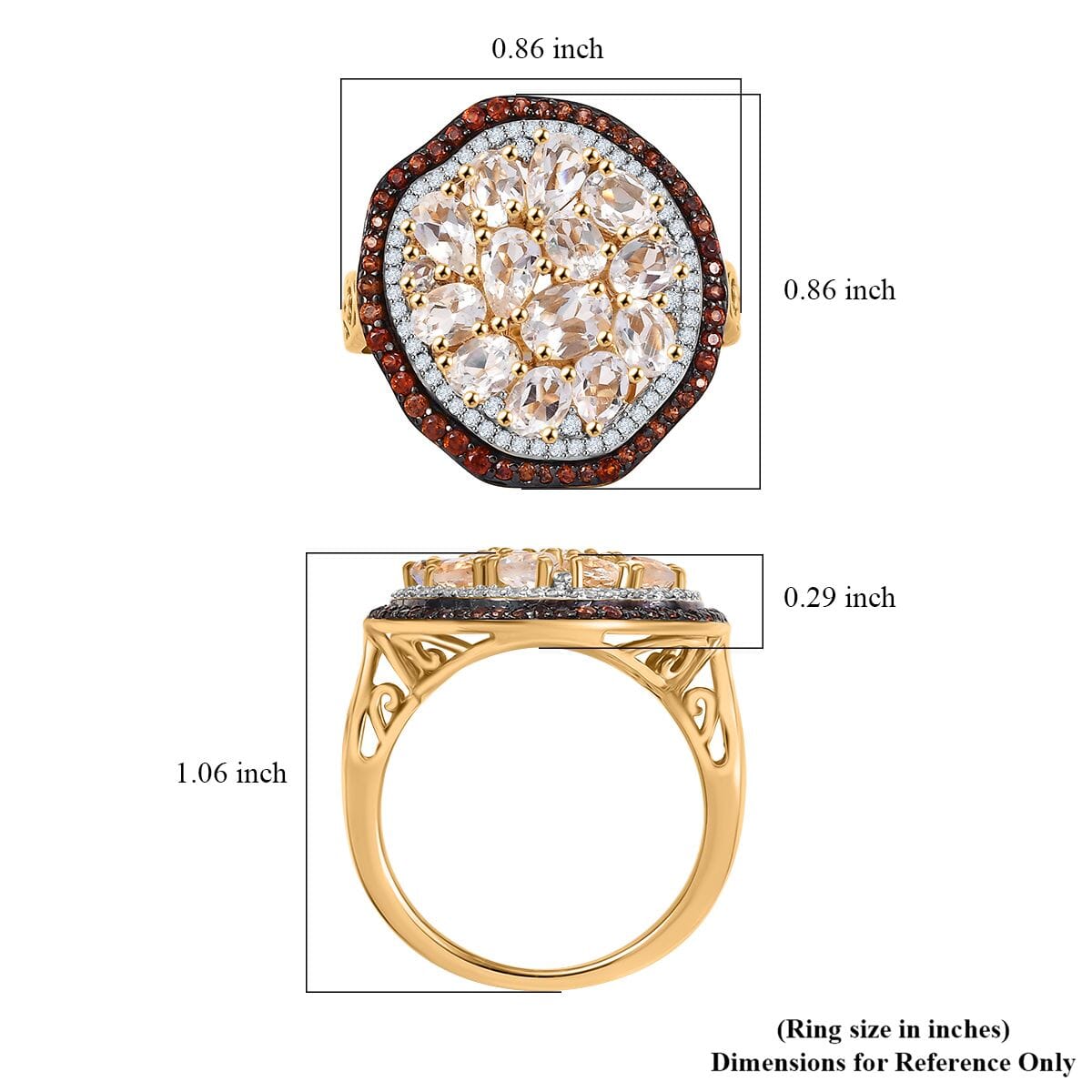 Premium Malagasy Moonstone, Brown and White Zircon 3.50 ctw Ring in 18K Vermeil Yellow Gold Over Sterling Silver (Size 6.0) (Del. in 8-10 Days) image number 5