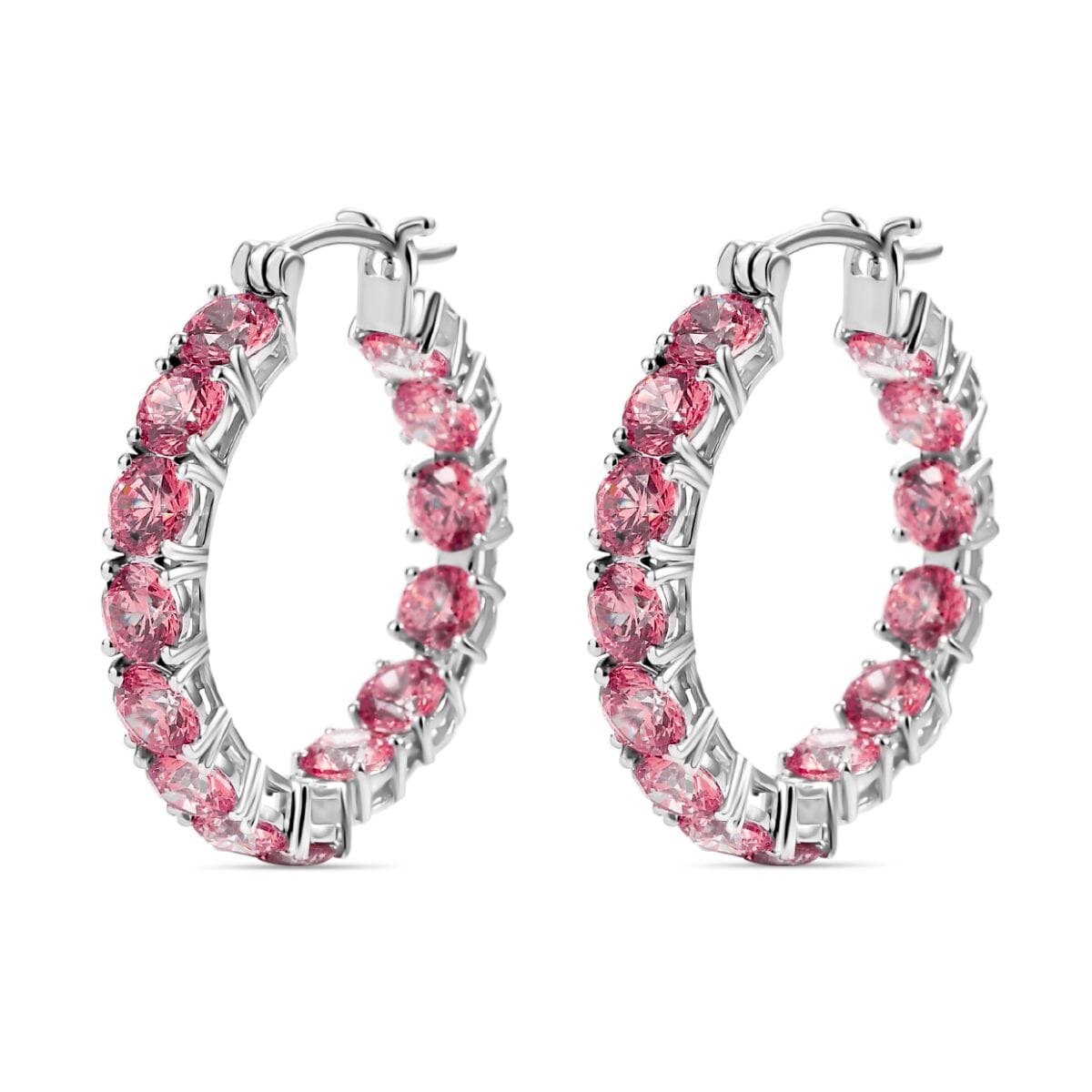 J Francis Embellished with Pink Zirconia by Swarovski 25.00 ctw Celestial Radiance Earrings in Rhodium Over Sterling Silver image number 3