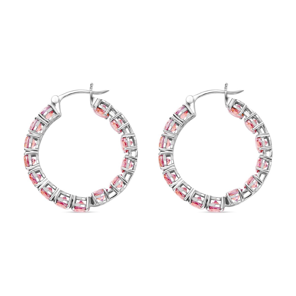 J Francis Embellished with Pink Zirconia by Swarovski 25.00 ctw Celestial Radiance Earrings in Rhodium Over Sterling Silver image number 4