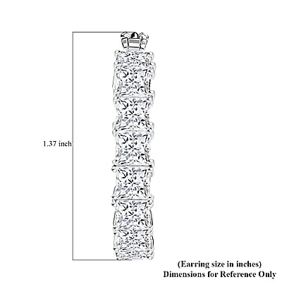 J Francis Embellished with Zirconia by Swarovski 36.85 ctw Iconic Tennis Hoop Earrings in Rhodium Over Sterling Silver