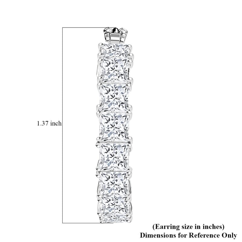 J Francis Embellished with Zirconia by Swarovski 36.85 ctw Iconic Tennis Hoop Earrings in Rhodium Over Sterling Silver