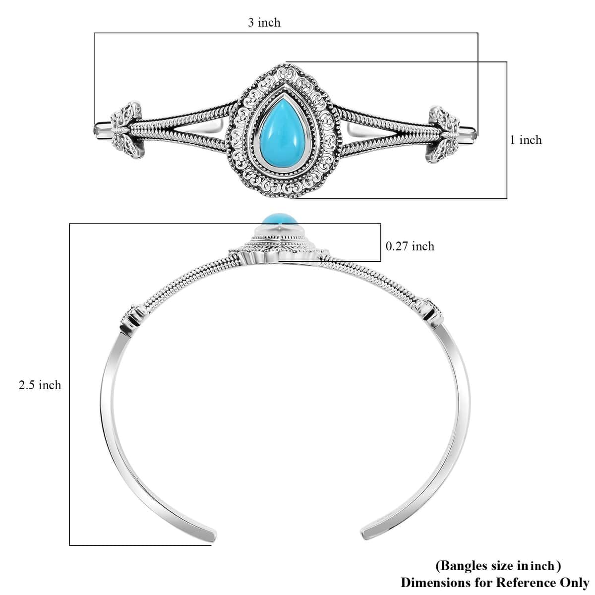 Artisan Crafted Sleeping Beauty Turquoise 2.80 ctw Elegance Butterfly Cuff Bracelet in Black Oxidized Sterling Silver (7.25 In) image number 5